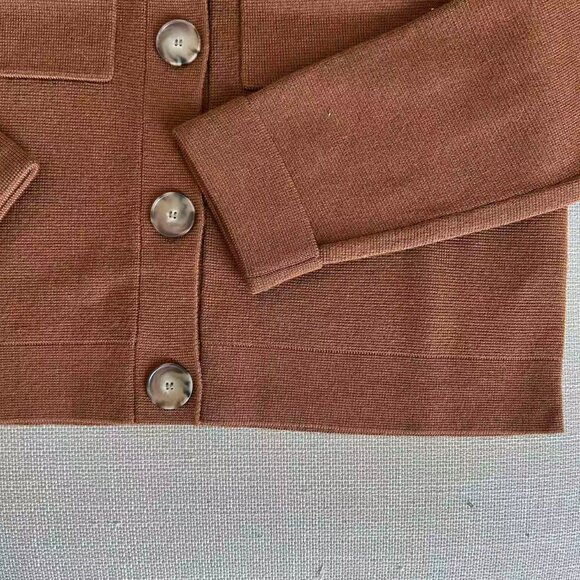 Sezane Betty Cardigan XSmall Noisette Hazelnut Tan Knit Wool French Causal - Picture 8 of 11